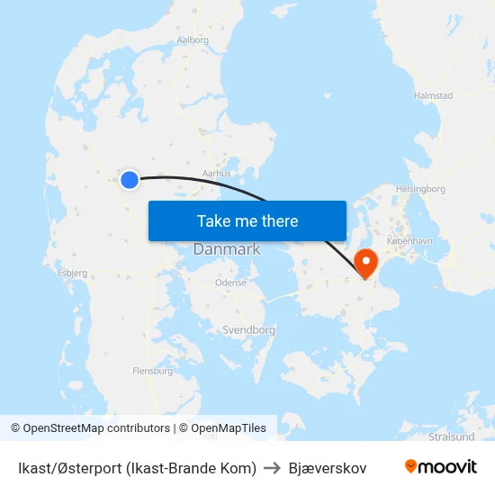 Ikast/Østerport (Ikast-Brande Kom) to Bjæverskov map