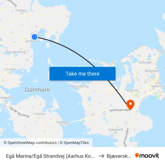 Egå Marina/Egå Strandvej (Aarhus Kom) to Bjæverskov map