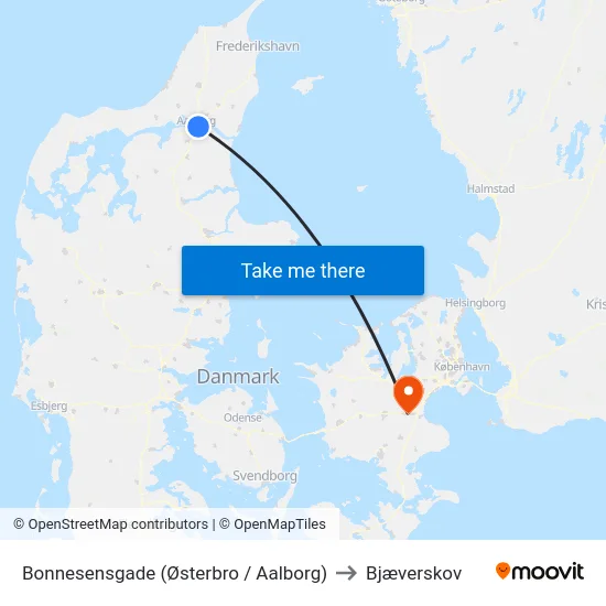 Bonnesensgade (Østerbro / Aalborg) to Bjæverskov map
