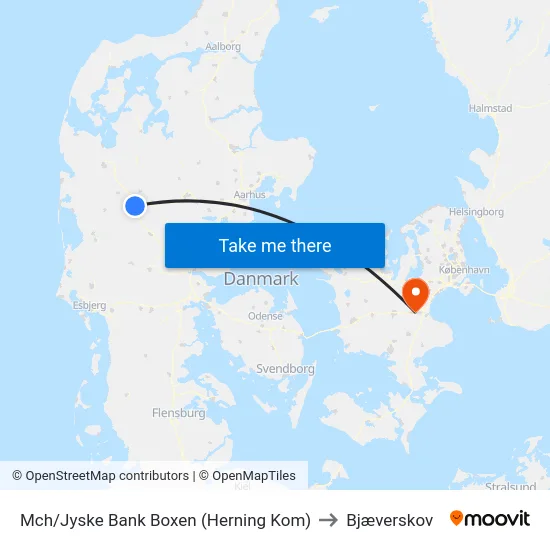 Mch/Jyske Bank Boxen (Herning Kom) to Bjæverskov map