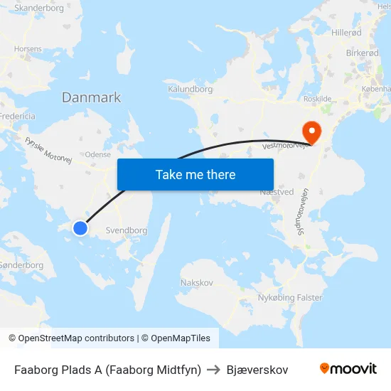 Faaborg Plads A (Faaborg Midtfyn) to Bjæverskov map