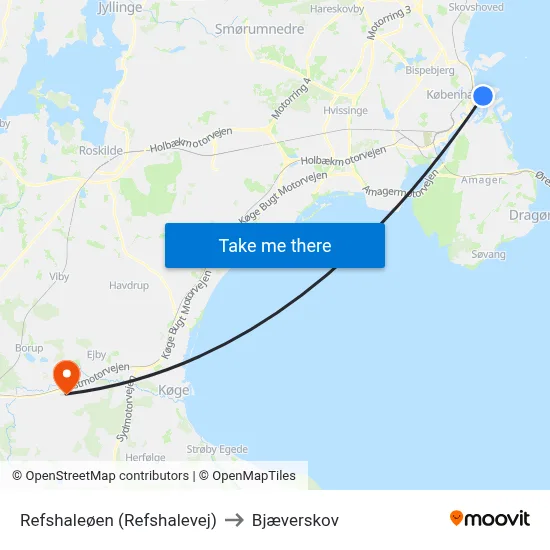 Refshaleøen (Refshalevej) to Bjæverskov map