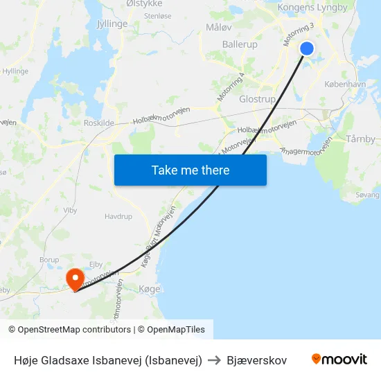 Høje Gladsaxe Isbanevej (Isbanevej) to Bjæverskov map