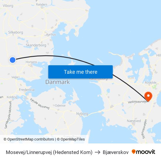 Mosevej/Linnerupvej (Hedensted Kom) to Bjæverskov map