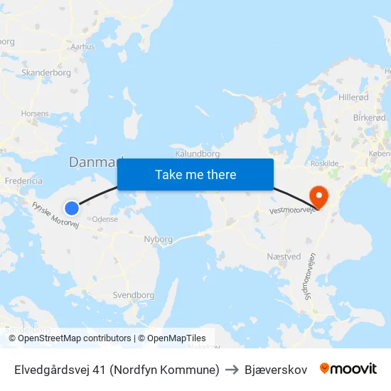 Elvedgårdsvej 41 (Nordfyn Kommune) to Bjæverskov map