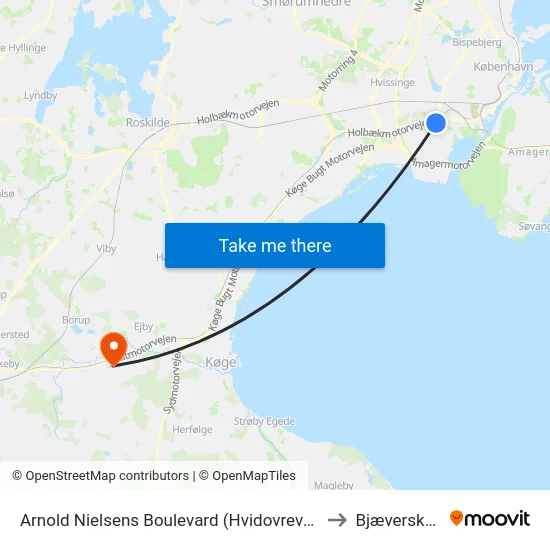 Arnold Nielsens Boulevard (Hvidovrevej) to Bjæverskov map