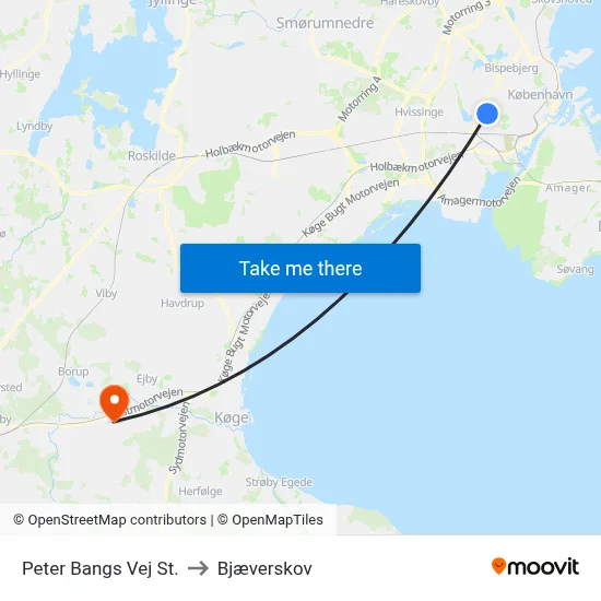 Peter Bangs Vej St. to Bjæverskov map