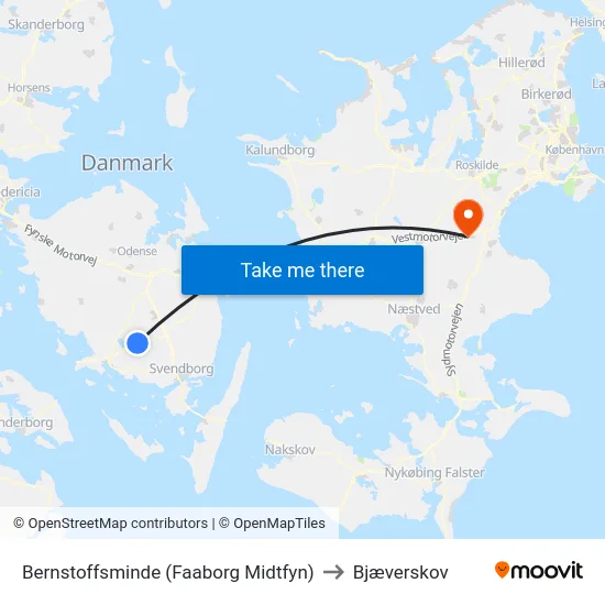 Bernstoffsminde (Faaborg Midtfyn) to Bjæverskov map