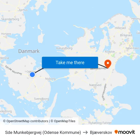 Sde Munkebjergvej (Odense Kommune) to Bjæverskov map