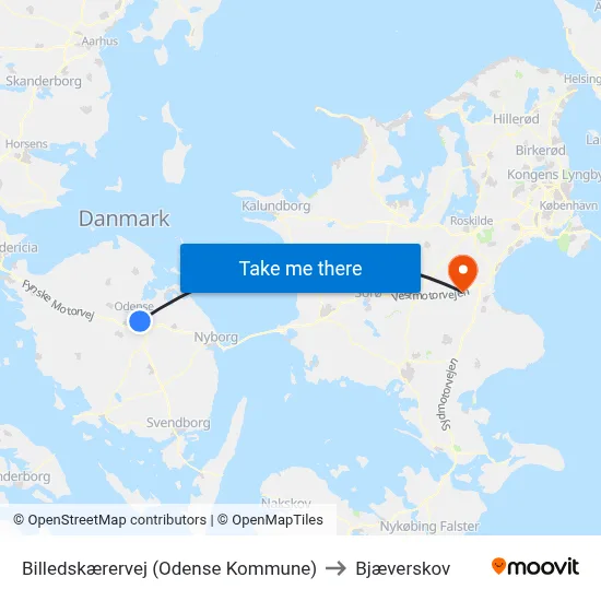 Billedskærervej (Odense Kommune) to Bjæverskov map