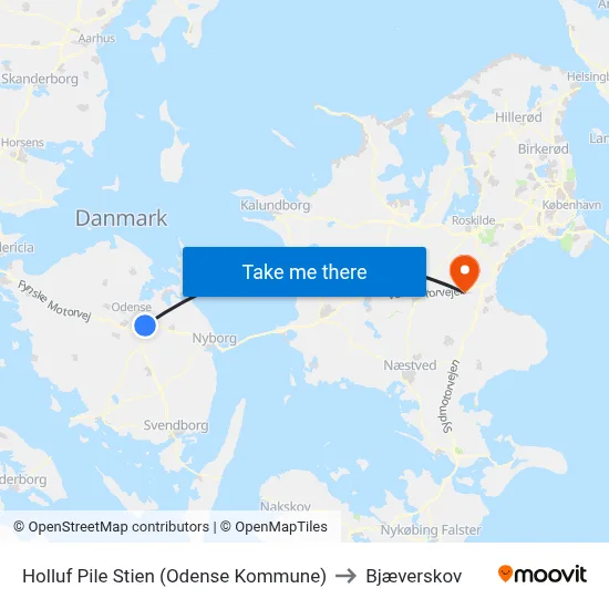 Holluf Pile Stien (Odense Kommune) to Bjæverskov map