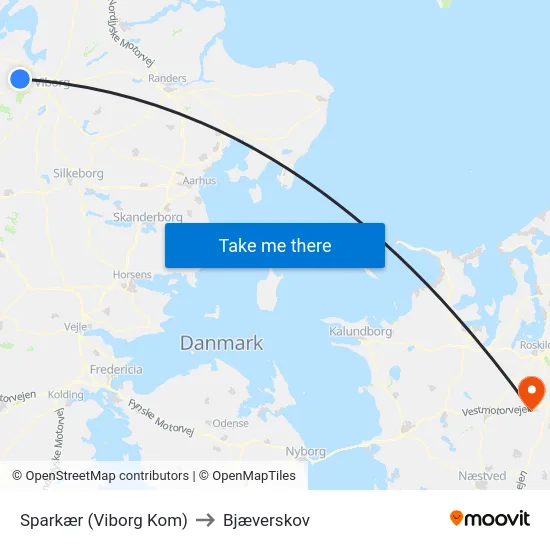 Sparkær (Viborg Kom) to Bjæverskov map
