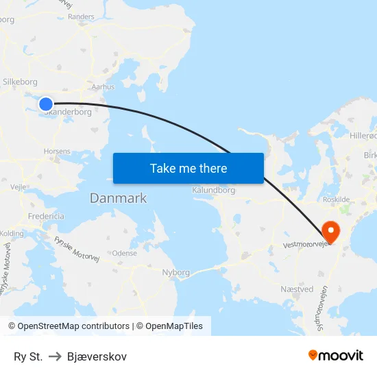 Ry St. to Bjæverskov map