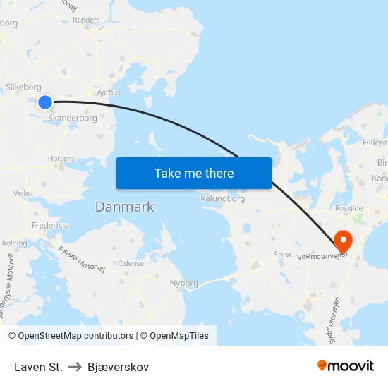 Laven St. to Bjæverskov map