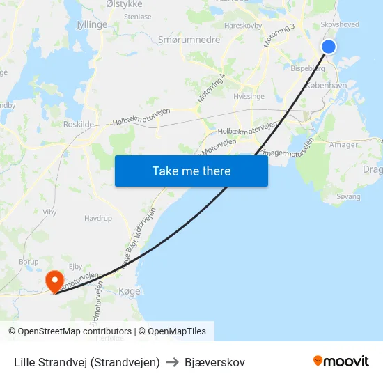 Lille Strandvej (Strandvejen) to Bjæverskov map