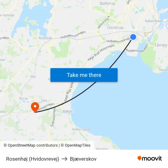 Rosenhøj (Hvidovrevej) to Bjæverskov map