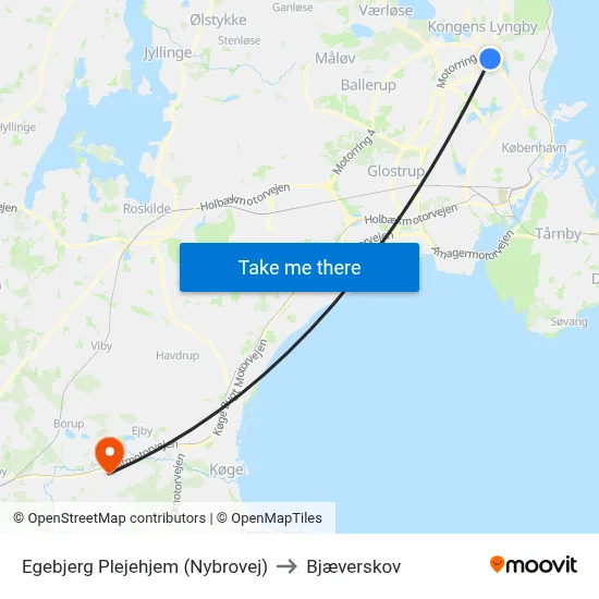 Egebjerg Plejehjem (Nybrovej) to Bjæverskov map