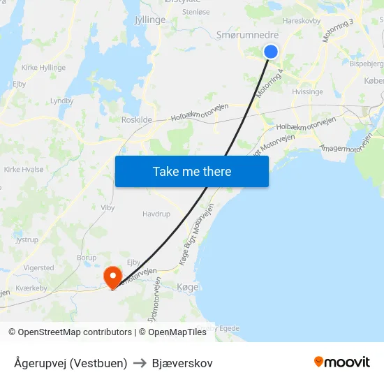 Ågerupvej (Vestbuen) to Bjæverskov map