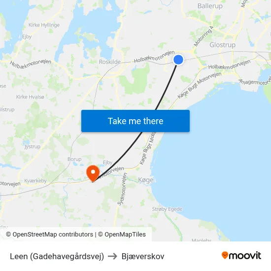 Leen (Gadehavegårdsvej) to Bjæverskov map