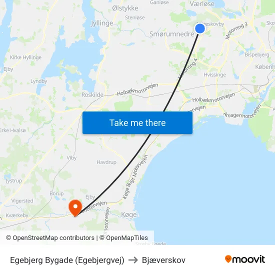 Egebjerg Bygade (Egebjergvej) to Bjæverskov map