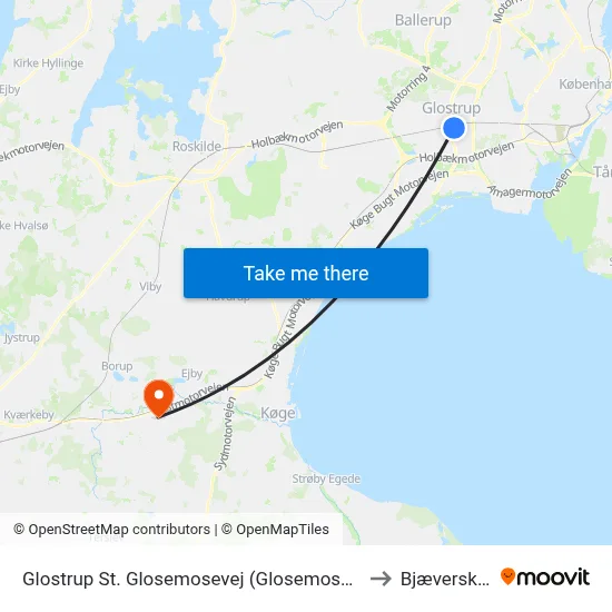 Glostrup St. Glosemosevej (Glosemosevej) to Bjæverskov map