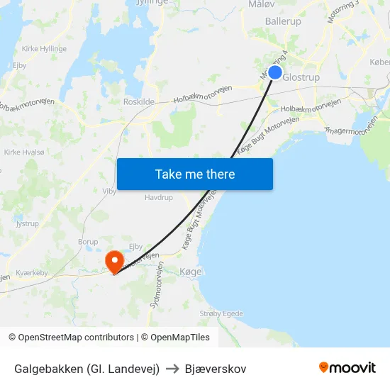 Galgebakken (Gl. Landevej) to Bjæverskov map