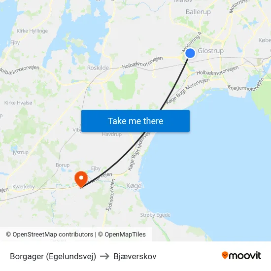 Borgager (Egelundsvej) to Bjæverskov map