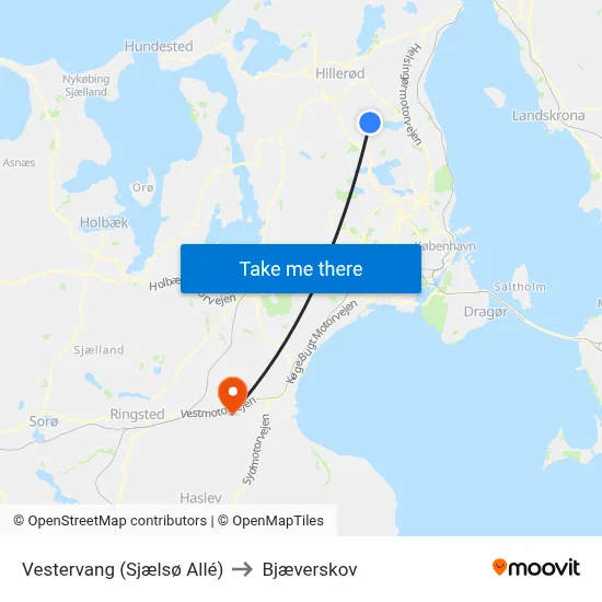 Vestervang (Sjælsø Allé) to Bjæverskov map