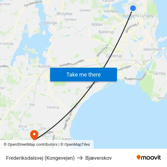 Frederiksdalsvej (Kongevejen) to Bjæverskov map