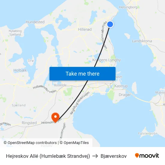 Hejreskov Allé (Humlebæk Strandvej) to Bjæverskov map