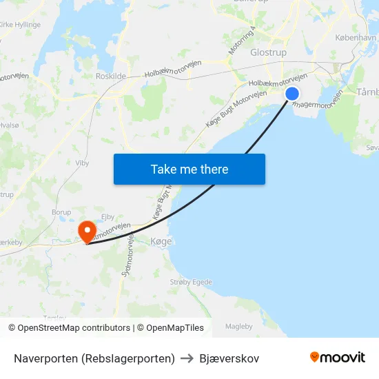 Naverporten (Rebslagerporten) to Bjæverskov map