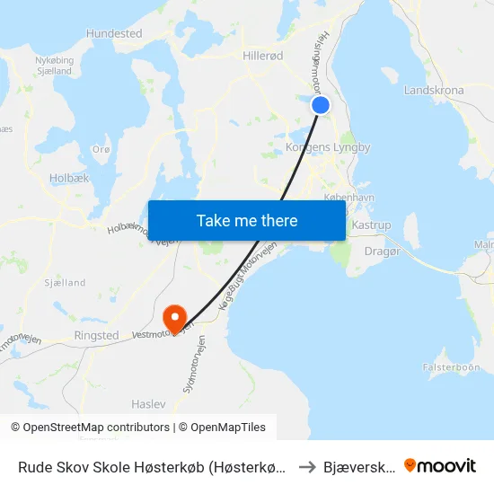Rude Skov Skole Høsterkøb (Høsterkøbvej) to Bjæverskov map