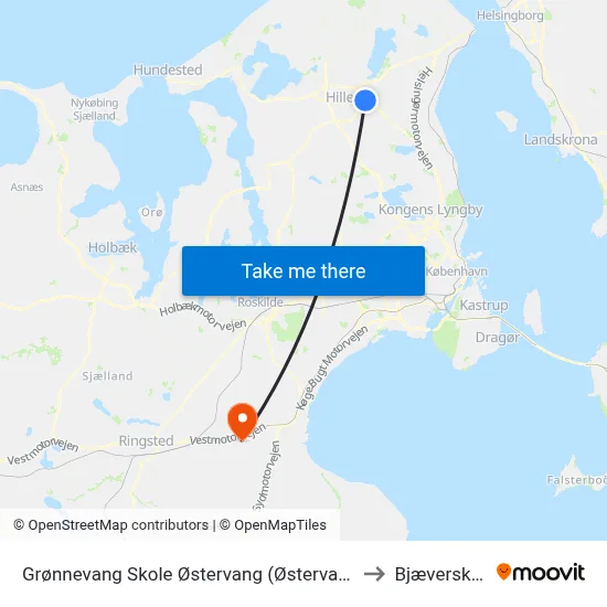 Grønnevang Skole Østervang (Østervang) to Bjæverskov map
