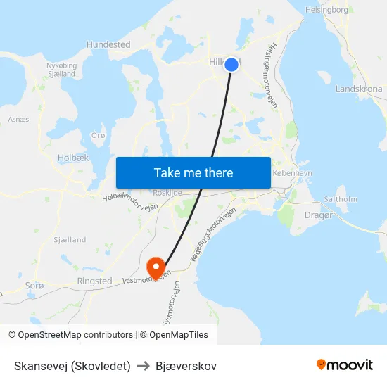 Skansevej (Skovledet) to Bjæverskov map