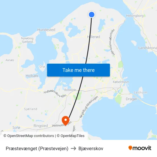 Præstevænget (Præstevejen) to Bjæverskov map