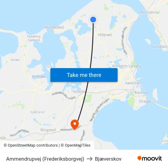 Ammendrupvej (Frederiksborgvej) to Bjæverskov map