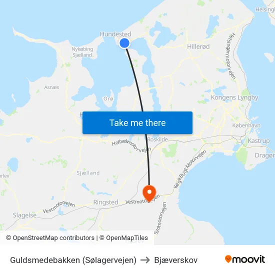 Guldsmedebakken (Sølagervejen) to Bjæverskov map
