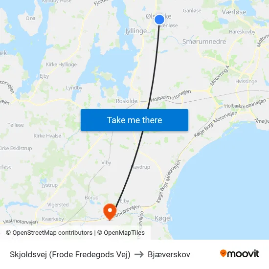 Skjoldsvej (Frode Fredegods Vej) to Bjæverskov map