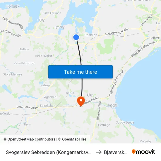 Svogerslev Søbredden (Kongemarksvej) to Bjæverskov map
