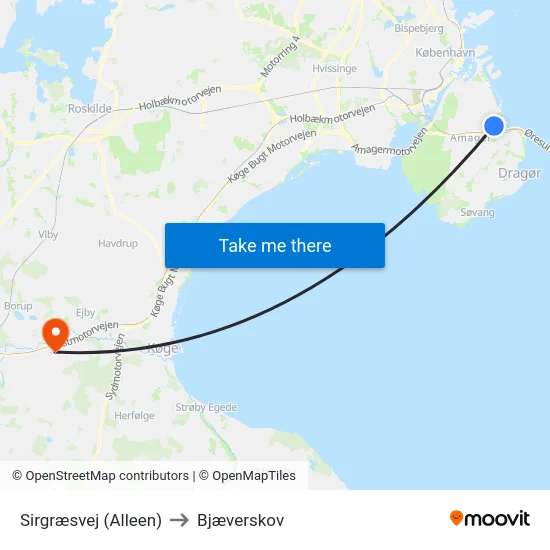 Sirgræsvej (Alleen) to Bjæverskov map