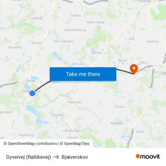 Gyvelvej (Røllikevej) to Bjæverskov map