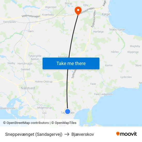 Sneppevænget (Sandagervej) to Bjæverskov map