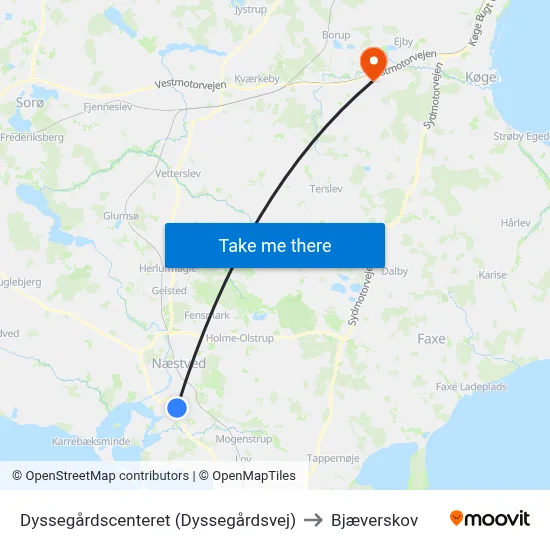 Dyssegårdscenteret (Dyssegårdsvej) to Bjæverskov map