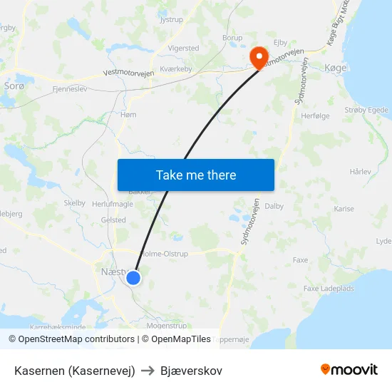 Kasernen (Kasernevej) to Bjæverskov map