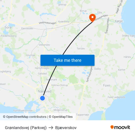 Grønlandsvej (Parkvej) to Bjæverskov map