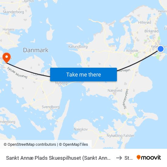 Sankt Annæ Plads Skuespilhuset (Sankt Annæ Plads) to Strib map