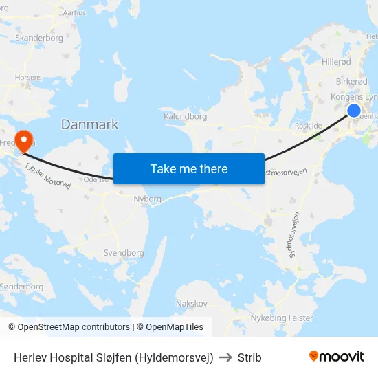 Herlev Hospital Sløjfen (Hyldemorsvej) to Strib map