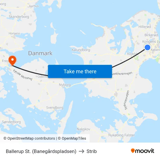 Ballerup St. (Banegårdspladsen) to Strib map