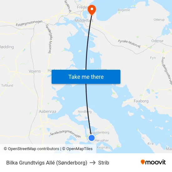 Bilka Grundtvigs Allé (Sønderborg) to Strib map