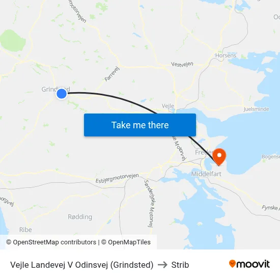 Vejle Landevej V Odinsvej (Grindsted) to Strib map